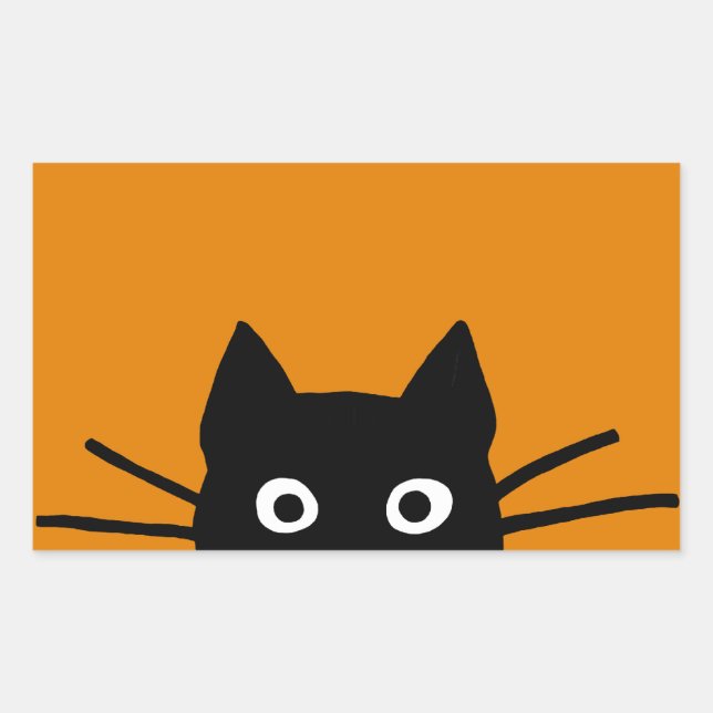 Funny Black Cat Rectangular Sticker (Front)