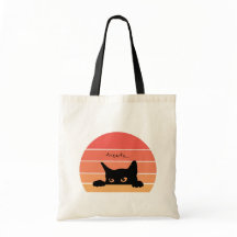 Funny Black Cat Retro Halloween Tote Bag