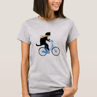 Funny Black Cat Riding A Bicycle
