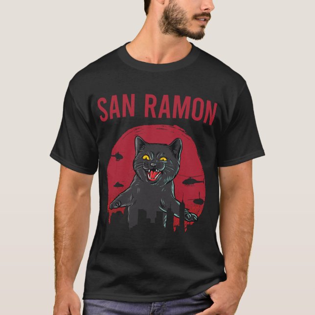 Funny Black Cat San Ramon T-Shirt (Front)