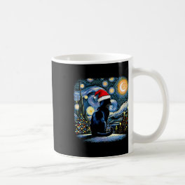 Funny Black Cat Santa Hat Christmas Night Merry Ch Coffee Mug