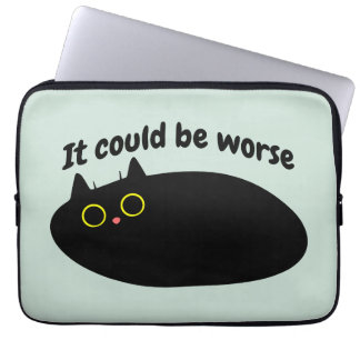 Funny Black cat, sarcastic cat quote, optimistic Laptop Sleeve
