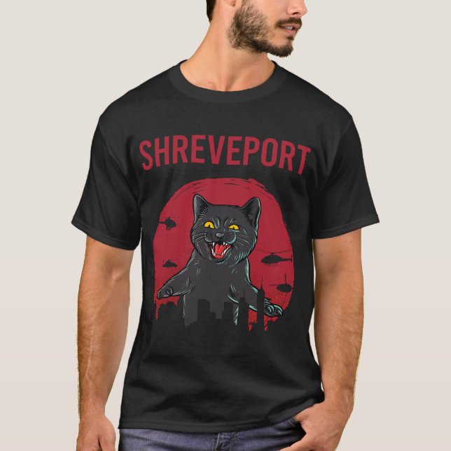 Funny Black Cat Shreveport T-Shirt (Front)