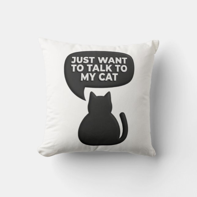 Funny Black Cat Silhouette Cushion| Sarcastic Pet  Throw Pillow (Front)
