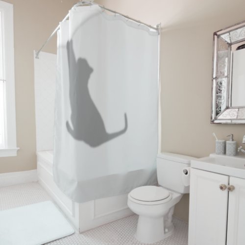 Funny Black Cat Silhouette Shower Curtain