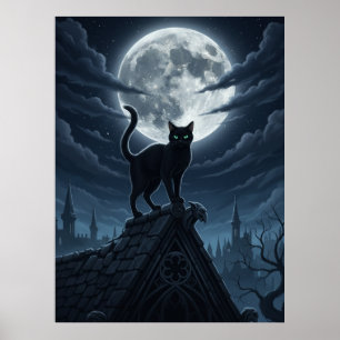 Funny Black Cat Sitting In The Clouds Poster