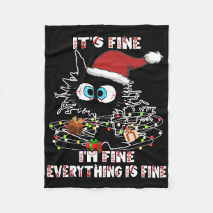Funny Black Cat Tee Fleece Blanket