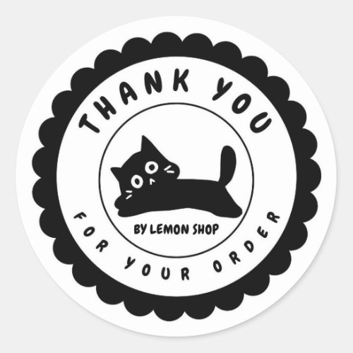 Funny Black Cat Thank You Circle Customize Classic Round Sticker