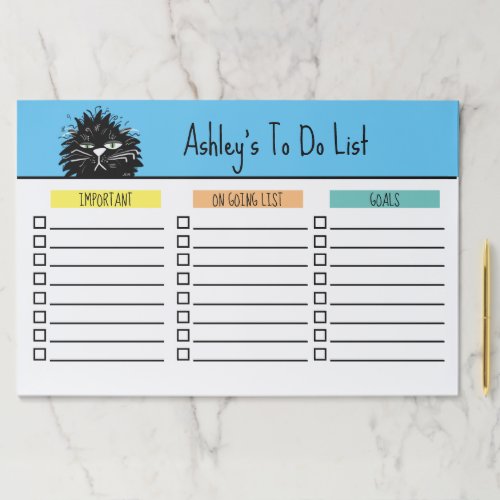 Funny Black Cat To Do List Organizer Customized Paper Pad