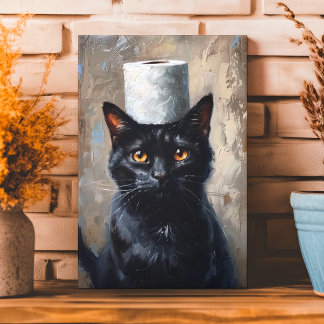 Funny Black Cat Toilet Paper Canvas Print