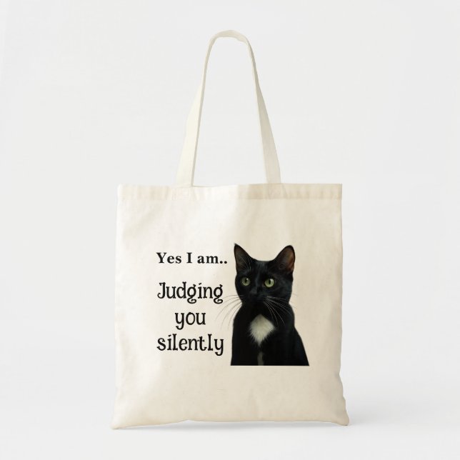 Funny Black Cat Tote Bag (Front)