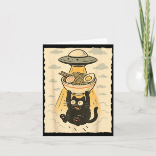 Funny Black Cat Ufo Ramen Alien Abduction Graphic Card