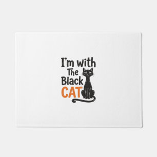 Funny Black Cat Vintage Engraving Halloween Design Doormat