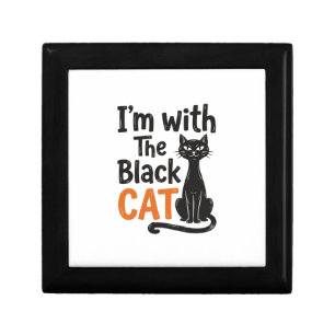 Funny Black Cat Vintage Engraving Halloween Design Gift Box