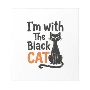 Funny Black Cat Vintage Engraving Halloween Design Notepad