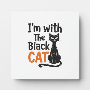 Funny Black Cat Vintage Engraving Halloween Design Plaque