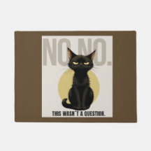 Funny Black Cat Welcome Mat – Sarcastic NO NO Cat