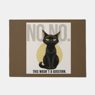 Funny Black Cat Welcome Mat – Sarcastic NO NO Cat