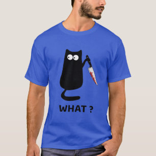 Funny Black Cat What Cute Suspicious kitten Gift W T-Shirt