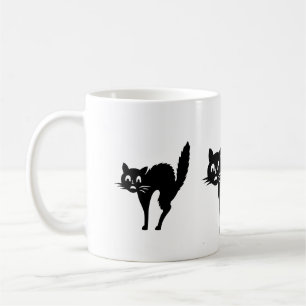 funny black cat with arched back for halloween coffee mug
