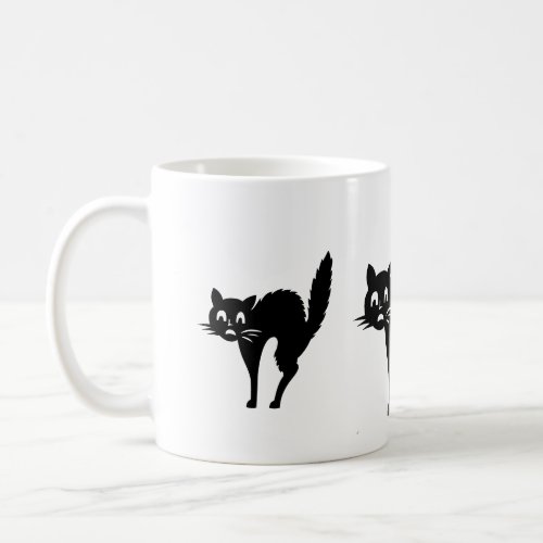 funny black cat with arched back for halloween coffee mug