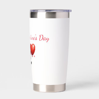 Funny Black Cat With Balloons Valentine's Day Insulated Tumbler