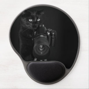 Funny Black Cat with the Camera Gel Mouse Pad