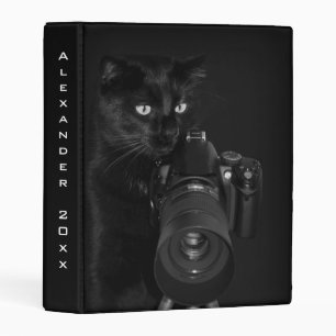 Funny Black Cat with the Camera Mini Binder