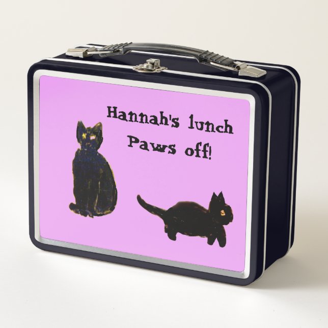 Funny Black Cats Art Custom Color Metal Lunch Box (Front)