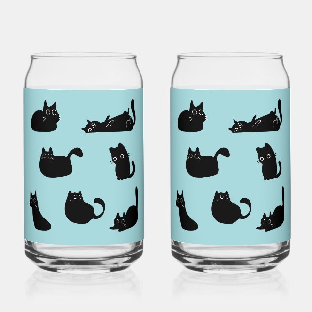 Funny Black Cats Can Glass (Front)