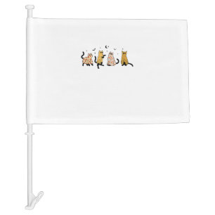 Funny Black Cats Ghost Halloween Pattern Cat Lover Car Flag