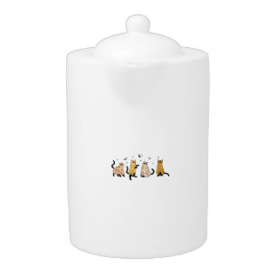 Funny Black Cats Ghost Halloween Pattern Cat Lover Teapot