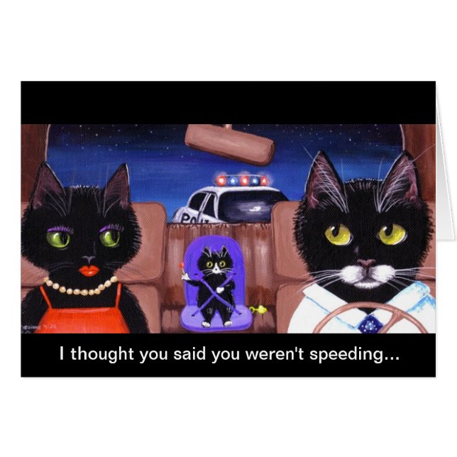 Funny Black Cats Police Car Creationarts Art (Front Horizontal)
