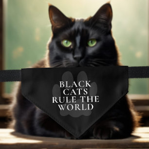Funny Black Cats Rule The World Pet Bandana Collar