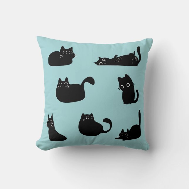 Funny Black Cats Throw Pillow (Front)