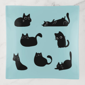 Funny Black Cats Trinket Tray