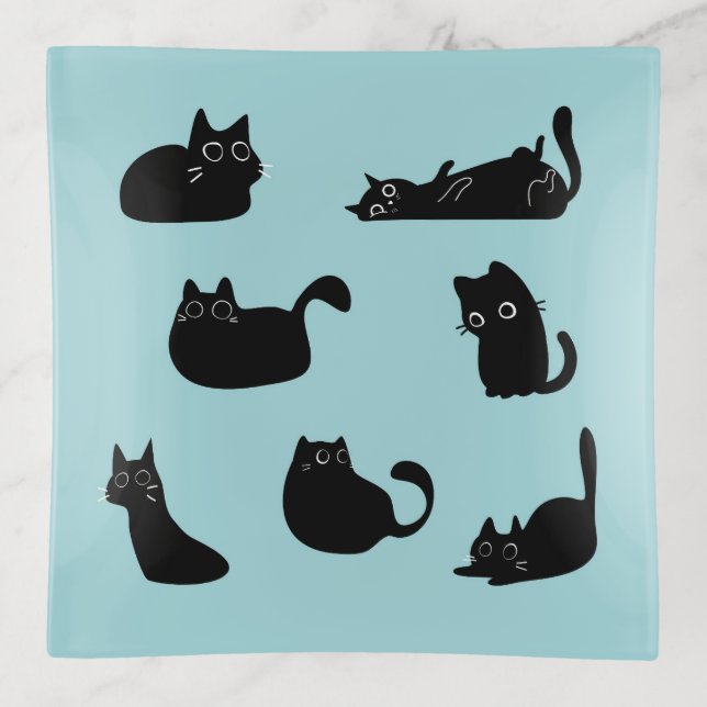 Funny Black Cats Trinket Tray (Front)