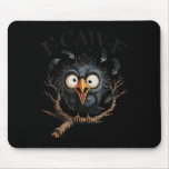 Funny Black Crow Black Bird Funny Crow Halloween  Mouse Pad