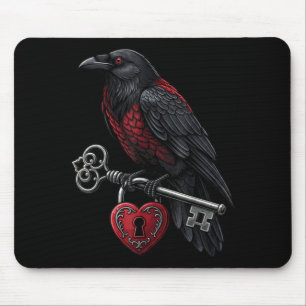 Funny Black Crow Black Bird Funny Crow Valentines  Mouse Pad