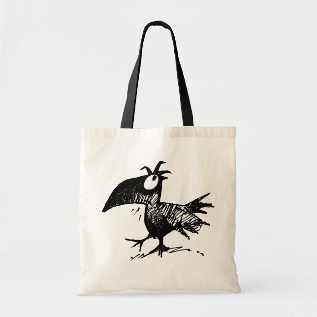 Funny Black Crow Tote Bag (Front)