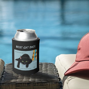 Funny Black Cute Best Cat Dad Father’s Day Can Cooler