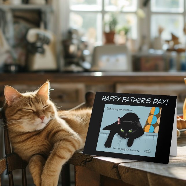 Funny Black Cute Best Cat Dad Father’s Day Card (Creator Uploaded)
