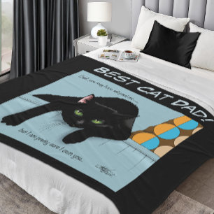 Funny Black Cute Best Cat Dad Father’s Day Fleece Blanket