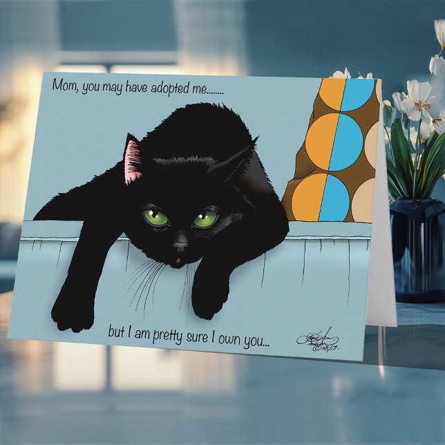 Funny Black Cute Best Cat Mom Mother’s Day Card (Creator Uploaded)