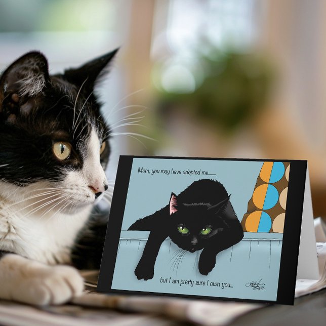 Funny Black Cute Best Cat Mom Mother’s Day Card (Creator Uploaded)