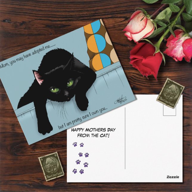 Funny Black Cute Best Cat Mom Mother’s Day Postcard (Creator Uploaded)