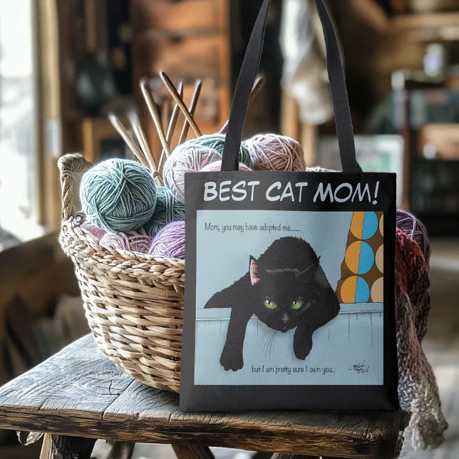 Funny Black Cute Best Cat Mom Mother’s Day Tote Bag | Zazzle