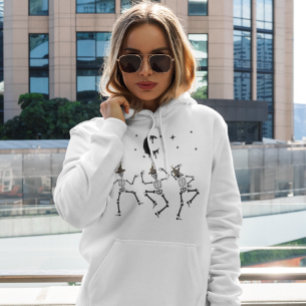 Funny black Dancing Skeleton halloween witch hat Hoodie