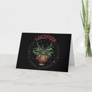 Funny Black Devil Plant Lucifern Happy Halloween Holiday Card