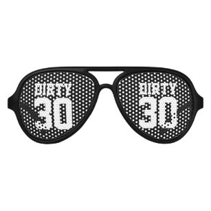 Black 30th Birthday Novelty Fun Party Clear View Sunglasses Bling Age Glasses 
